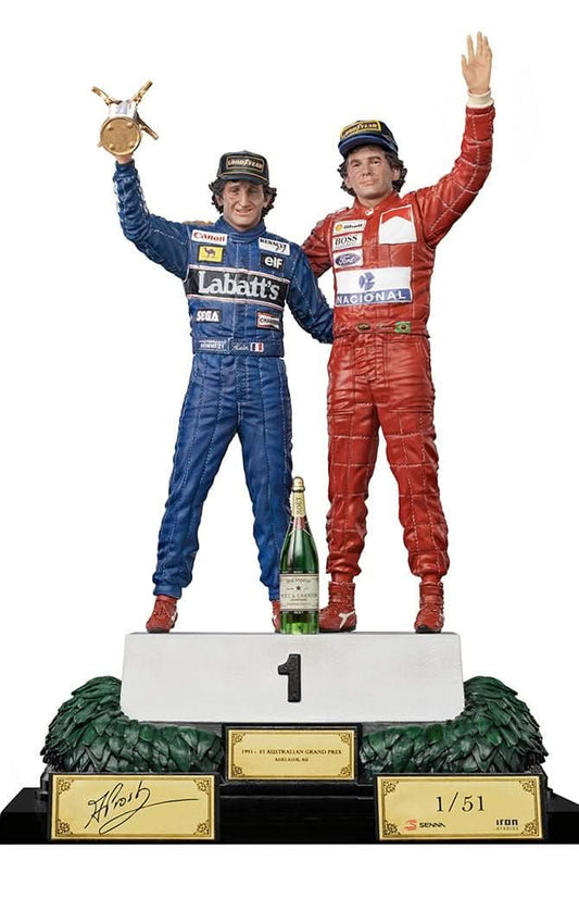 Ayrton Senna and Alain Prost Deluxe Signed by Alain Prost Version - The Last Podium - Art Scale 1/10 - Iron Studios